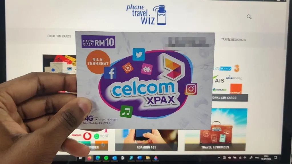 A Celcom Xpax SIM card by Adu from Phone Travel Wiz