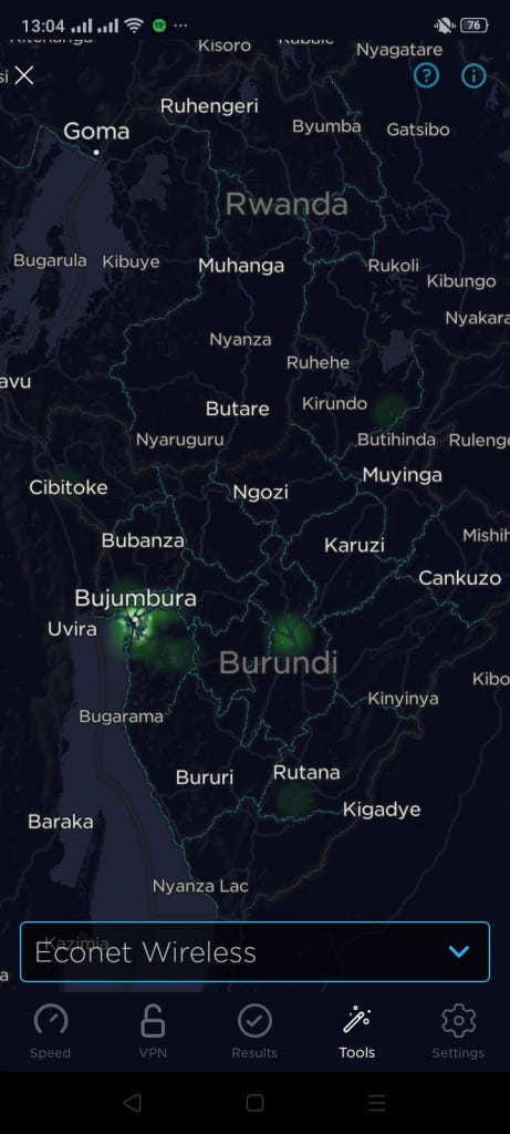 Econet Wireless Burundi Econet Wireless Burundi Coverage Map (Speedtest)