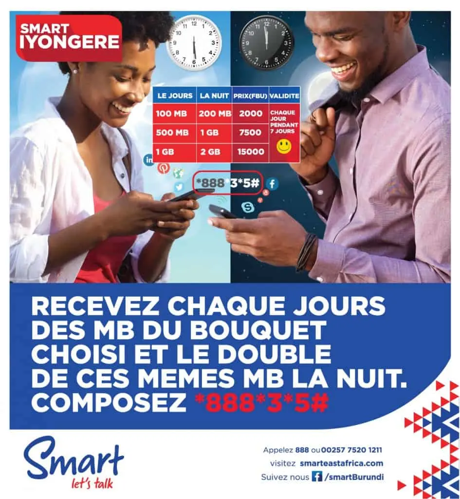 Smart Burundi Iyongere Packages (Boutuets Internet Iyongere)