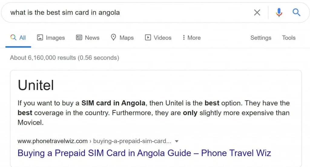 Best SIM card in Angola Snippet