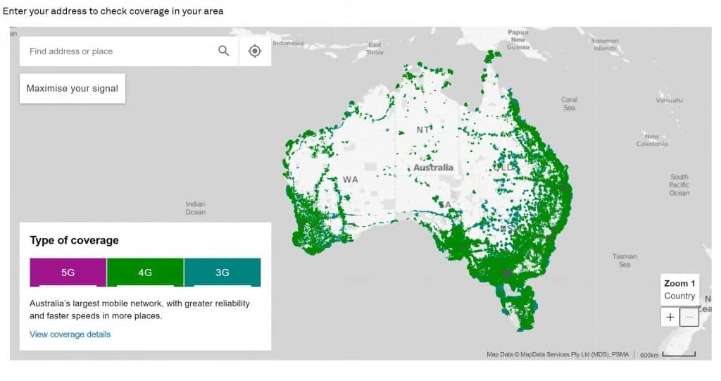 Telstra's Full Network Coverage Map