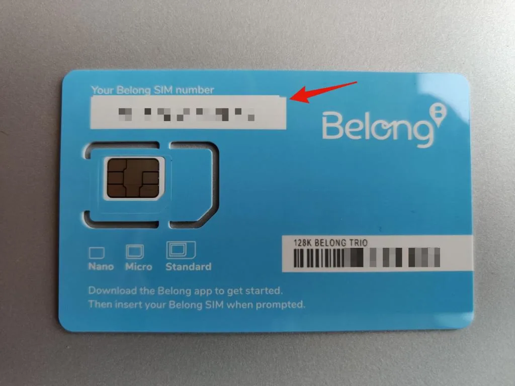 Belong Mobile SIM Card Number & Barcode