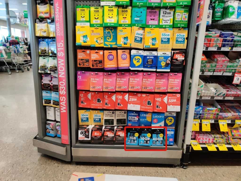 SIM Cards sold at Woolworths
