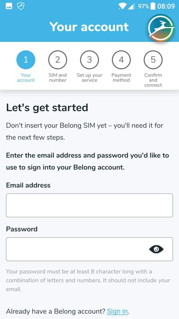 Belong Mobile SIM Card Activation on the Belong App