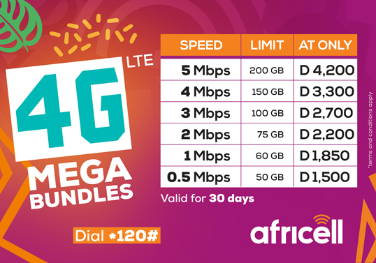 Africell The Gambia 4G LTE Mega Bundles