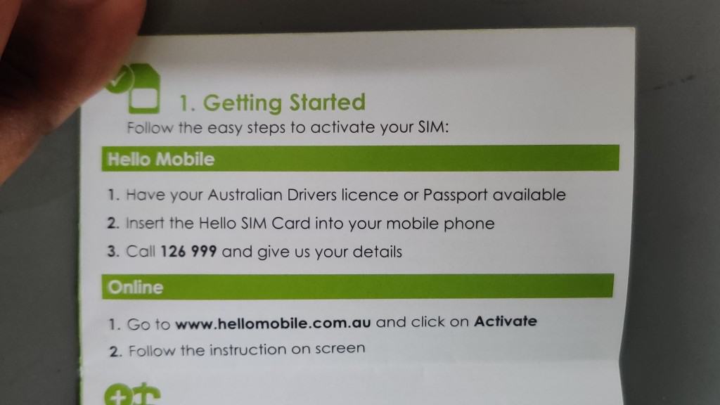Hello Mobile SIM Card Activation Instructions in the booklet