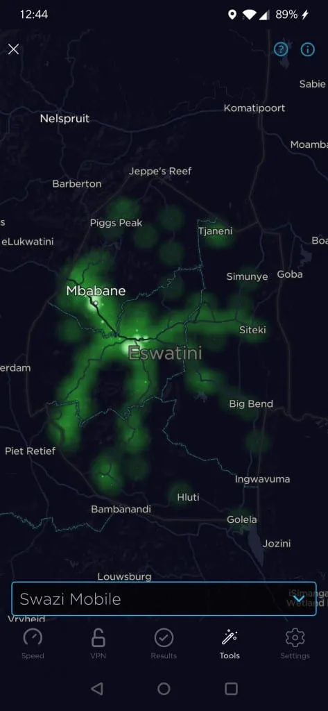 Swazi Mobile Coverage Map by Speedtest
