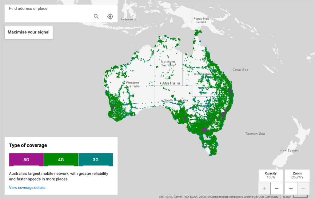 Telstra Australia 3G 4G LTE 5G NR Coverage Map