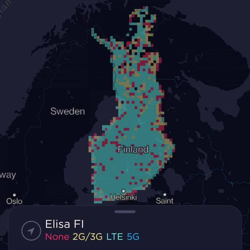 Elisa Finland Coverage Map