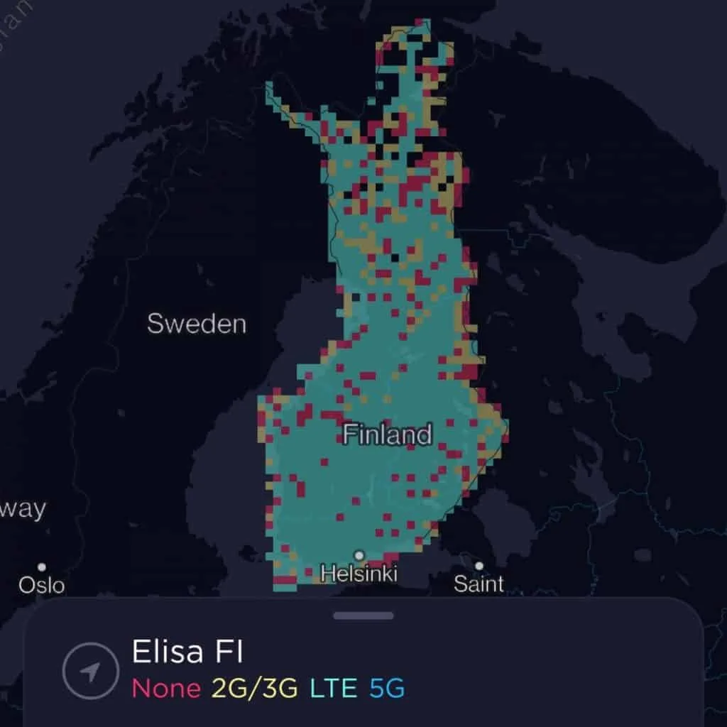 Elisa Finland Coverage Map