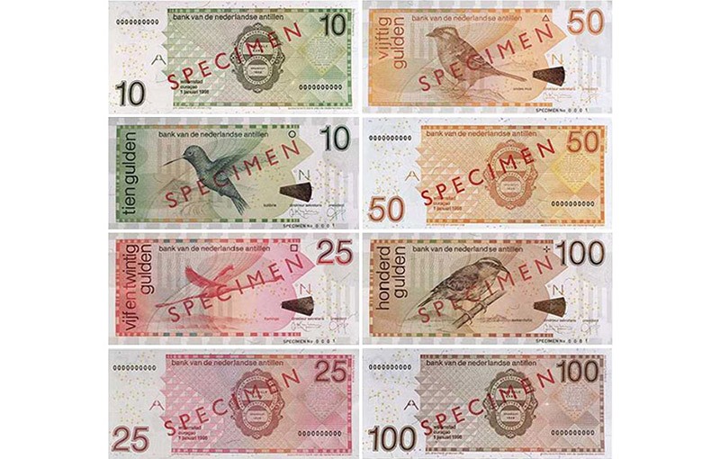 Netherlands Antillean Guilder Bank Notes (10, 25, 50 & 100 ANG)
