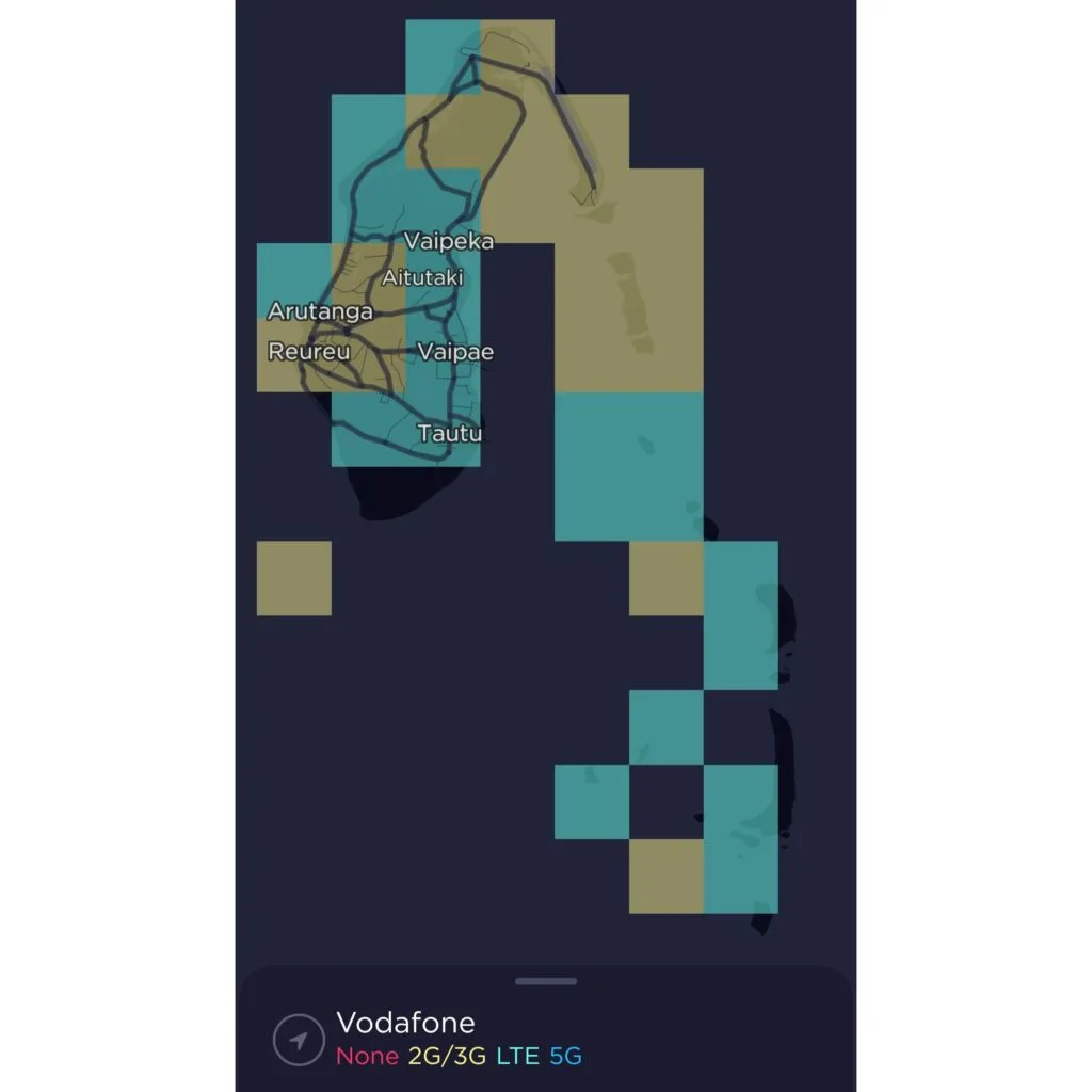 Vodafone Cook Islands Aitutaki Coverage Map 2022