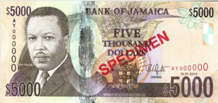 5000 Jamaican Dollar Bank Note
