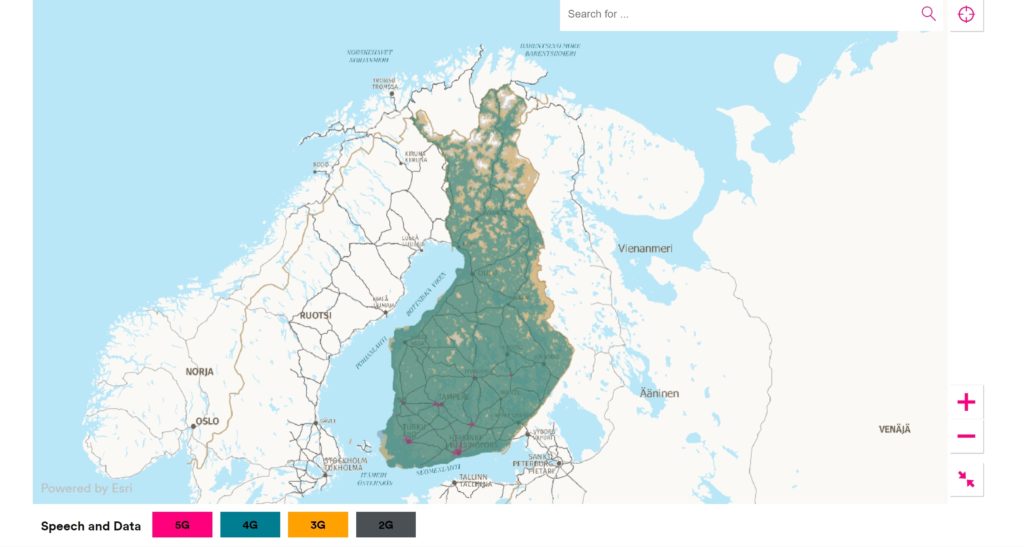 DNA Finland 2G 3G 4G LTE 5G NR Coverage Map
