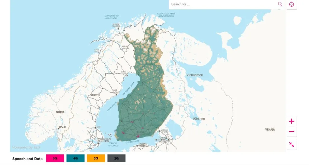 DNA Finland 2G 3G 4G LTE 5G NR Coverage Map
