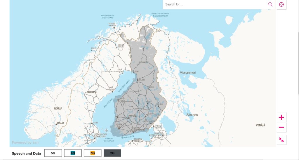 DNA Finland 2G Coverage Map