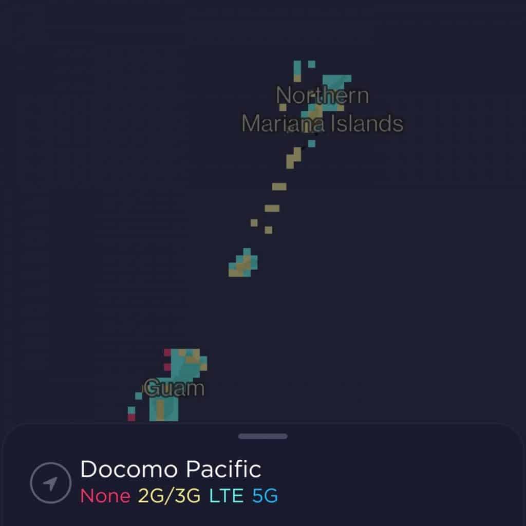 DoCoMo Pacific Guam & Northern Mariana Islands Coverage Map