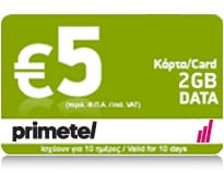PrimeTel 5 EUR 2 GB Data Top Up Card