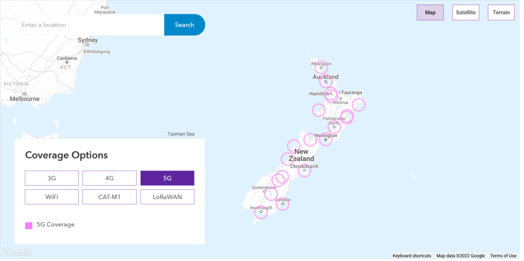 Spark New Zealand 5G NR Coverage Map