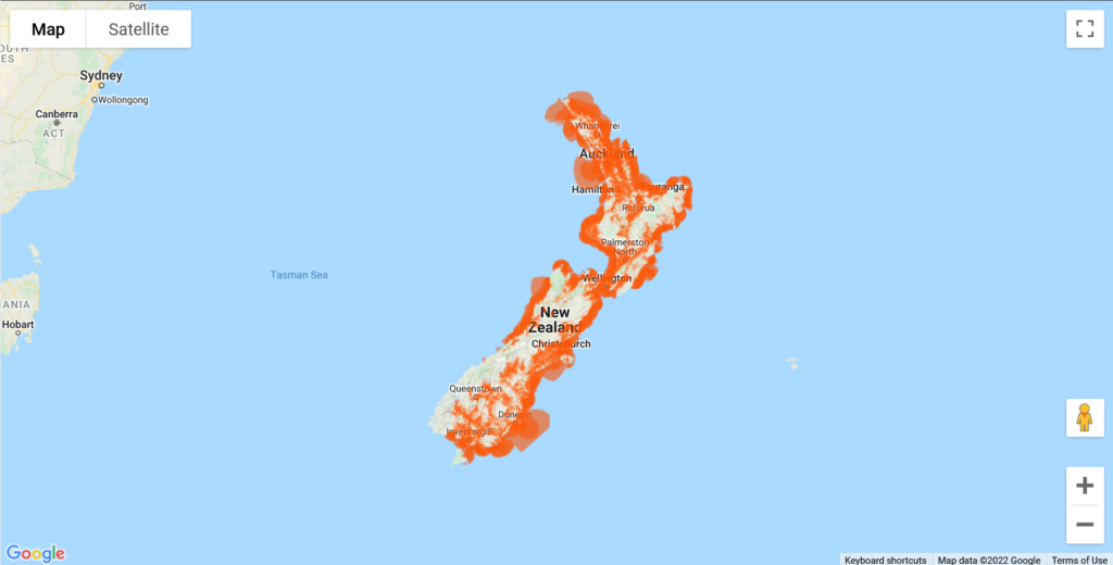 Vodafone New Zealand 3G Coverage Map