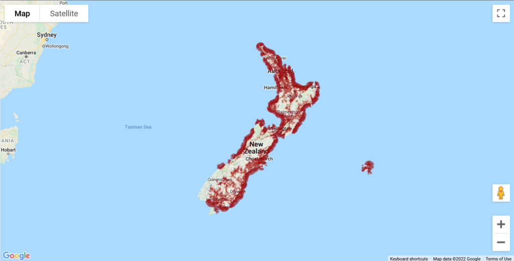 Vodafone New Zealand 4G LTE Coverage Map