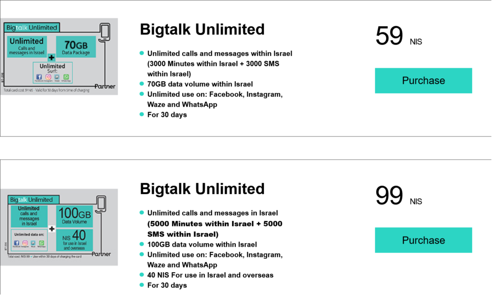 Bigtalk Partner Israel Bigtalk Unlimited Plans