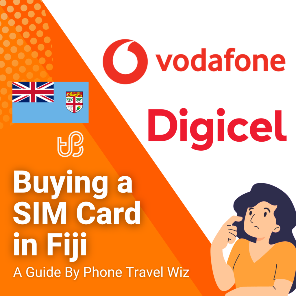 Buying a SIM Card in Fiji Guide (logos of Vodafone & Digicel)