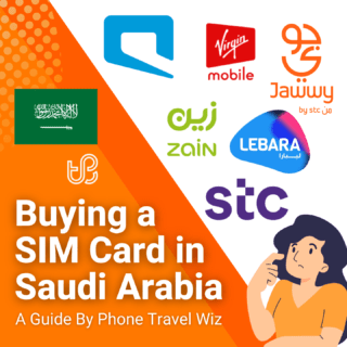 Buying a SIM Card in Saudi Arabia Guide (logos of STC, Mobily, Zain, Jawwy, Lebara & Virgin Mobile)