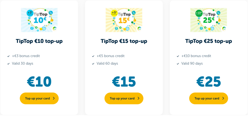 Post Telecom Luxembourg TipTop Top Up Cards