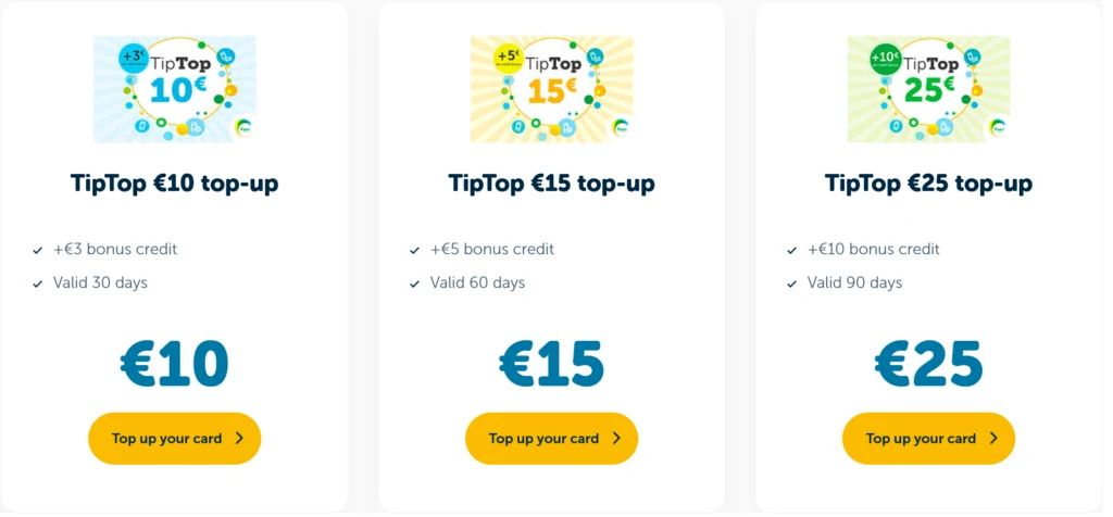 Post Telecom Luxembourg TipTop Top Up Cards