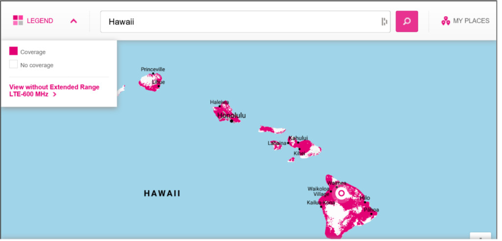 T-Mobile USA Hawaii Coverage Map