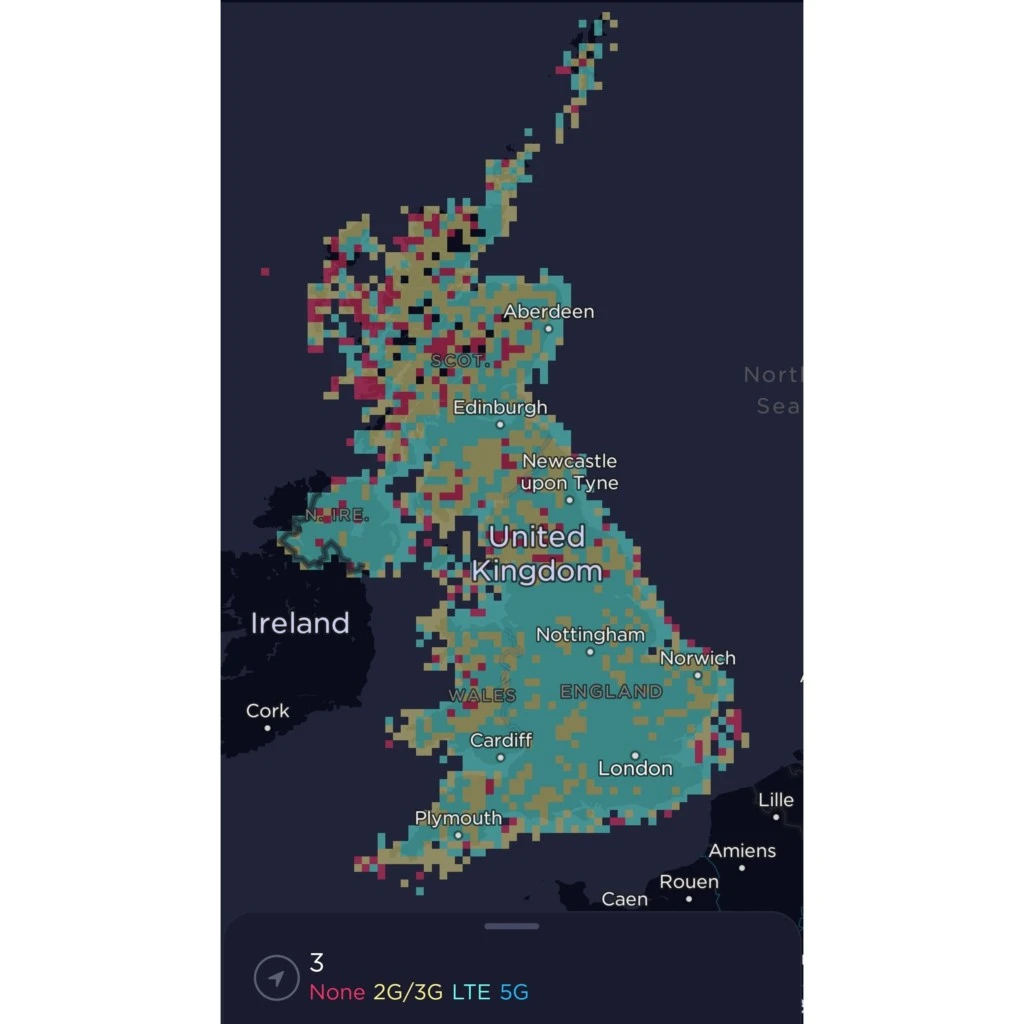 Three 3 United Kingdom Coverage Map