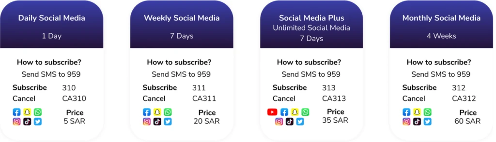 Zain KSA Unlimited Social Media Bundles