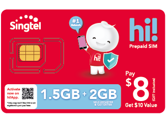 Singtel Singapore hi!Prepaid SIM Card $8