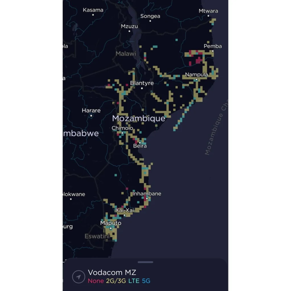 Vodacom Mozambique Coverage Map