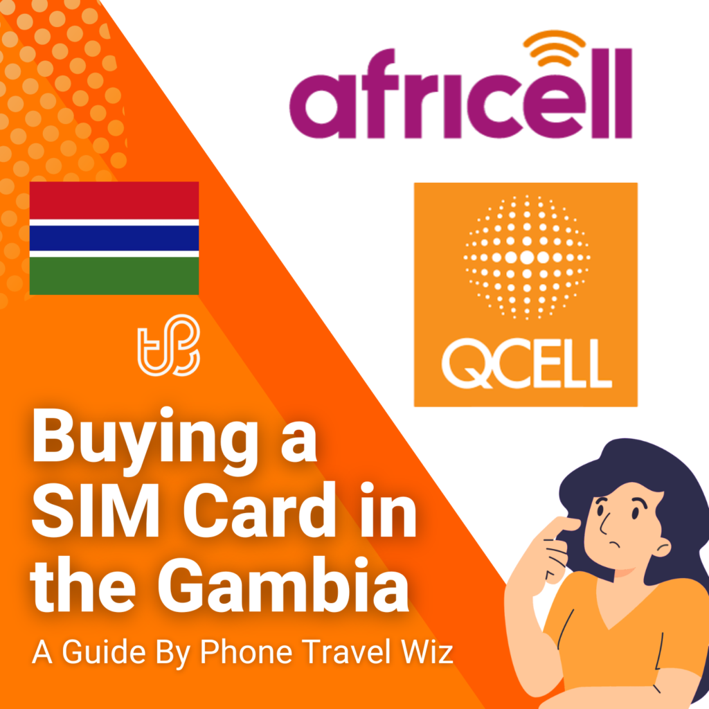 Buying a SIM Card in the Gambia Guide (logos of Africell & QCell)