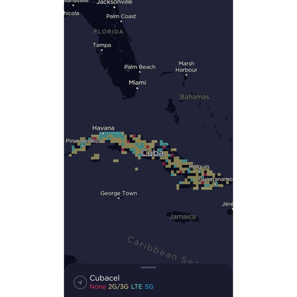 ETESCA Cuba Cubacel Coverage Map