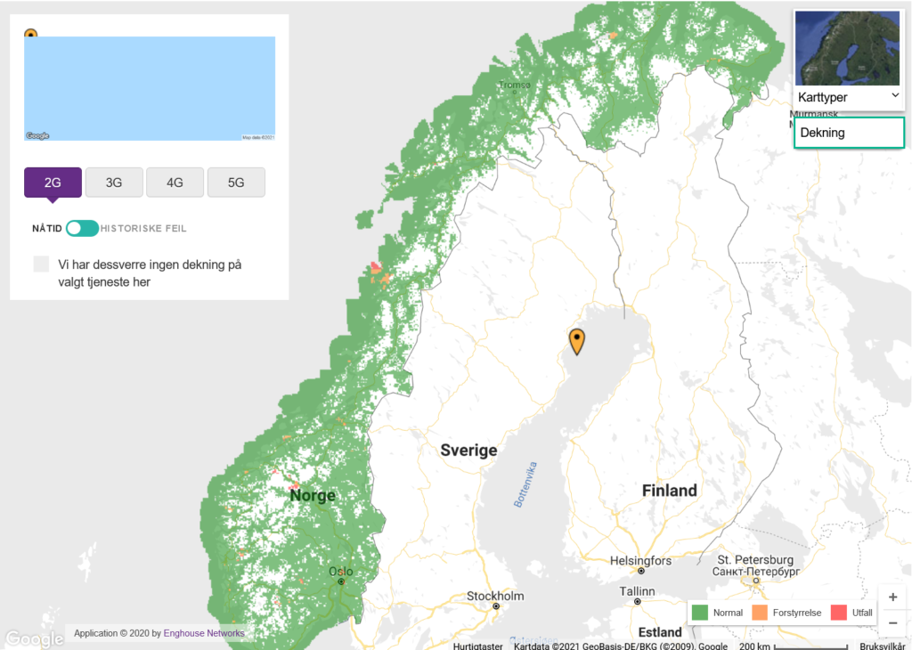 Telia Norway 2G Coverage Map