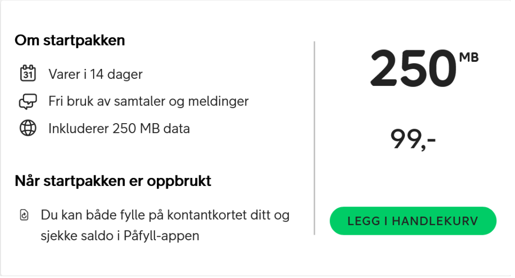Telia Norway SIM Card Price