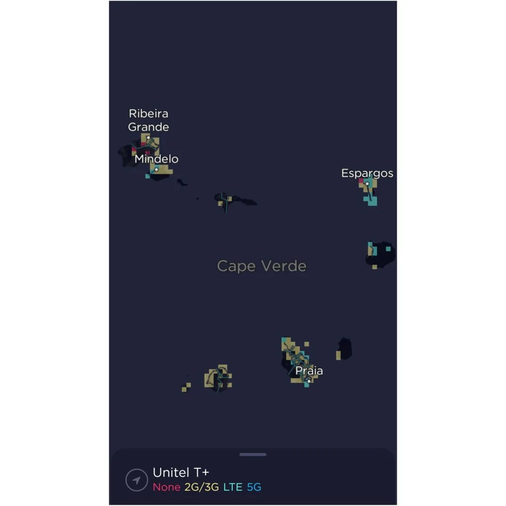Unitel T+ T-Mais by Unitel Cape Verde Coverage Map