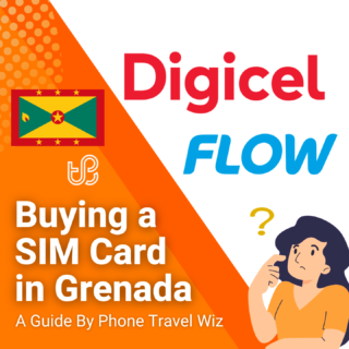 Buying a SIM Card in Grenada Guide (logos of Digicel and Flow)