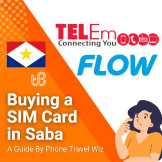 Buying a SIM Card in Saba Guide (logos of Flow & TelCell/TelEm)