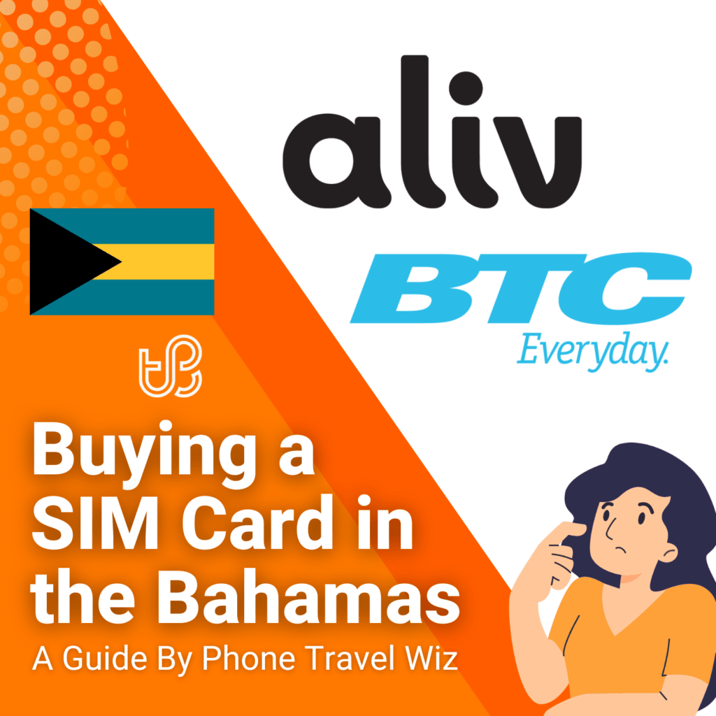 Buying a SIM Card in the Bahamas Guide (logos of BTC Bahamas & Aliv)