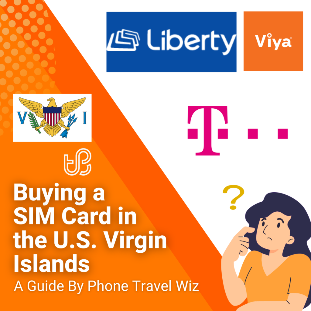Buying a SIM Card in the U.S. Virgin Islands Guide (logos of Liberty & Viya)