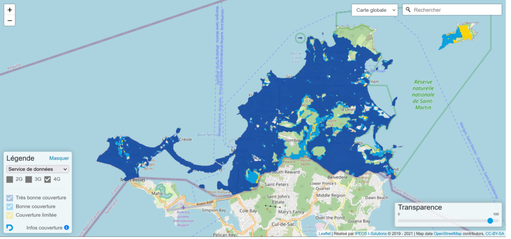 Dauphin Telecom Saint Martin 4G LTE Coverage Map