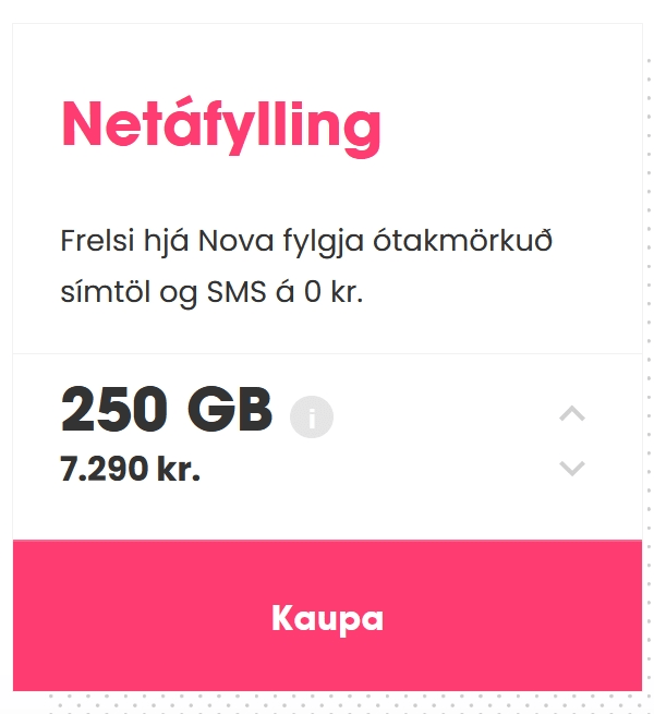 Nova Iceland Netáfylling Plans