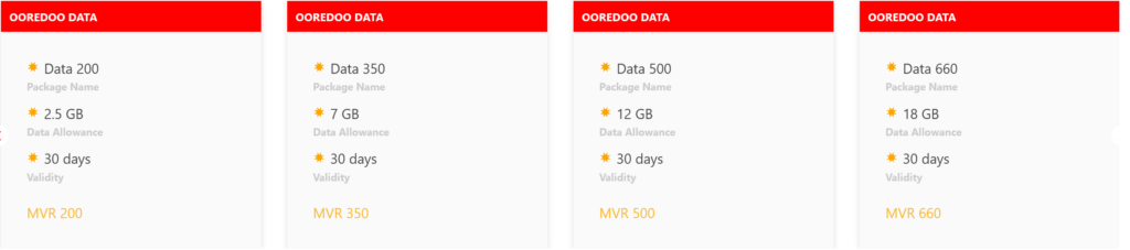 Ooredoo Maldives Data Packs