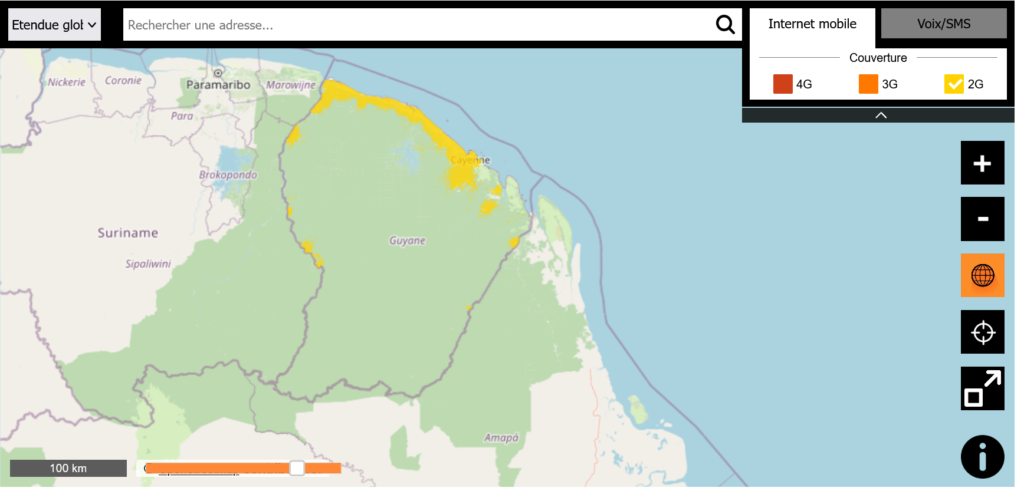 Orange French Guiana Guyane 2G Coverage Map