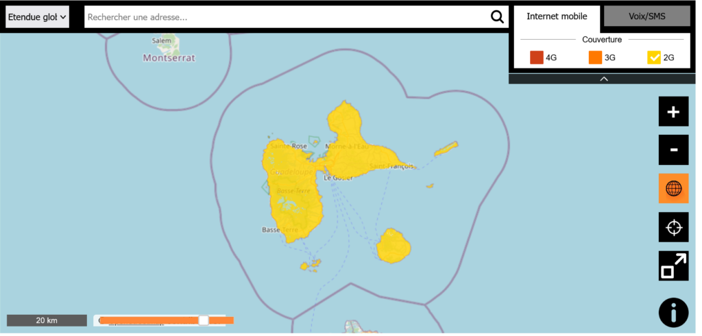 Orange Guadeloupe 2G Coverage Map