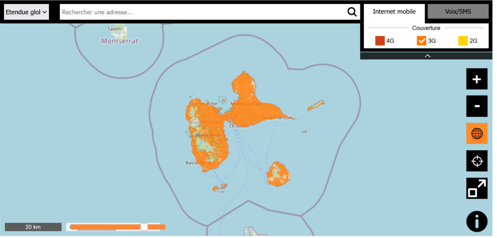 Orange Guadeloupe 3G Coverage Map